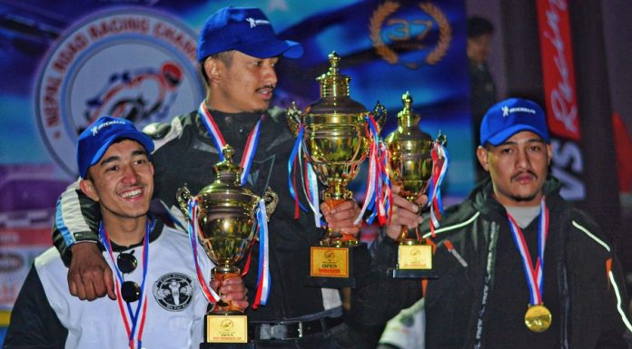 नेपाल रोड रेसिङ च्याम्पियनसिपको उपाधी राजकुमार र रोशनलाई