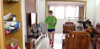 कोरोनाको कारण घरबाट निस्कन नपाएपछि धावकले घरमै दौडिए ५० किलोमिटर (भिडियो सहित)