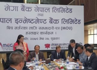 नेपाल इन्भेष्टमेन्ट बैंक र मेगा बैंक गाभिएर मुलुककै ठूलो वाणिज्य बैंक बन्ने