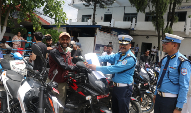 हराएका २१ मोटरसाइकल फेला पर्या, ट्राफिक प्रहरी कार्यालयले बुझायो सवारीधनीलाई