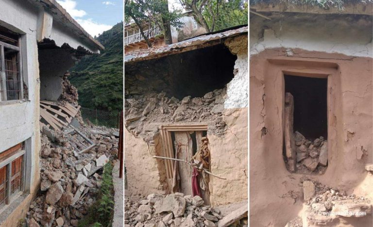 बझाङमा आधा घण्टाको फरकमा दुई ठूलो भूकम्प, घरहरु भत्किए (फोटोफिचर)