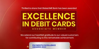 ग्लोबल आइएमई बैंक ‘भिषा पेमेन्ट एक्सिलेन्स अवार्ड २०२३’ बाट सम्मानित