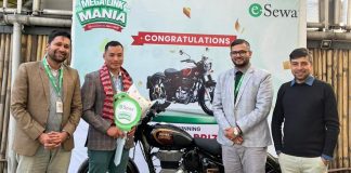 निरज थापाले पाए इसेवाको एकाउन्ट लिंक मार्फत भुक्तानी गर्दा मोटरसाइकल