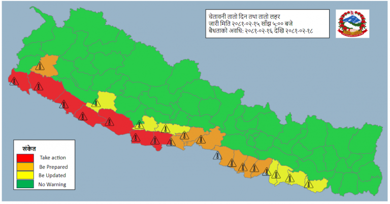 तराईमा तीनदिनसम्म तातो हावा चल्ने अनुमान, तापक्रम ४० डिग्रीभन्दा माथि