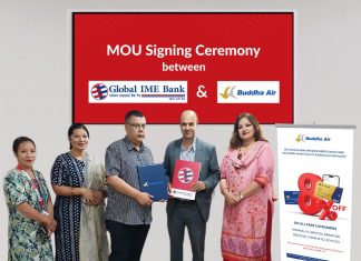 ग्लोबल आइएमई बैंकका ग्राहक र उनका परिवारलाई बुद्ध एयरको टिकटमा ८ प्रतिशत छुट