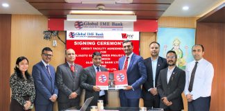 ग्लोबल आइएमई बैंकद्वारा मुलुककै ठुलो सौर्य विद्युत परियोजनामा कर्जा लगानी सम्बन्धी सम्झौता