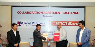 ग्लोबल आइएमई र आईसीआईसीआई बैंकले सहकार्य गर्ने, समझदारी पत्रमा हस्ताक्षर