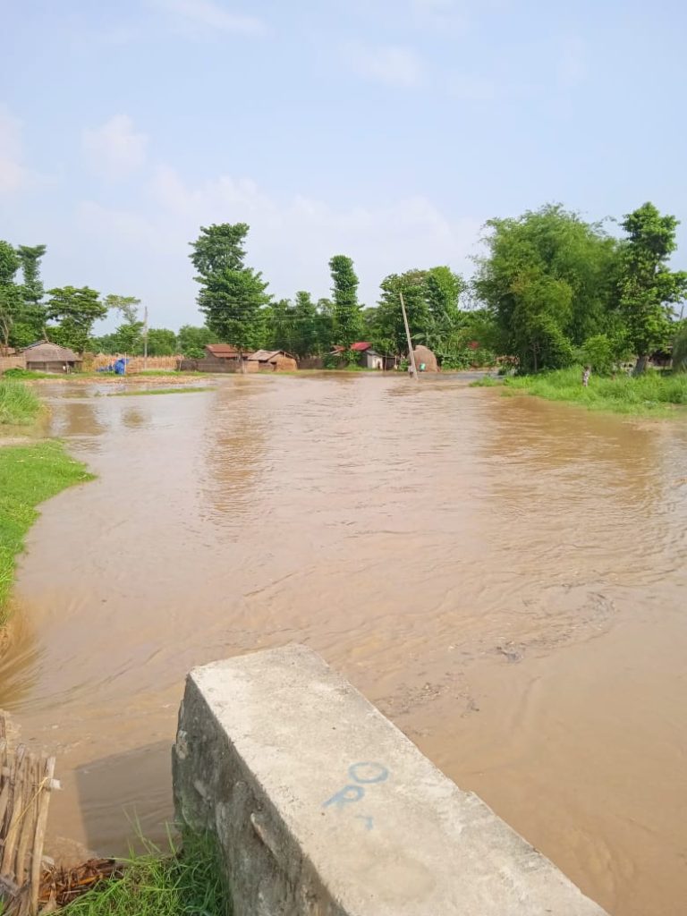 माईखोलाको बाढी बस्ती पस्यो, सुगाबथानका २२ घर डुबानमा