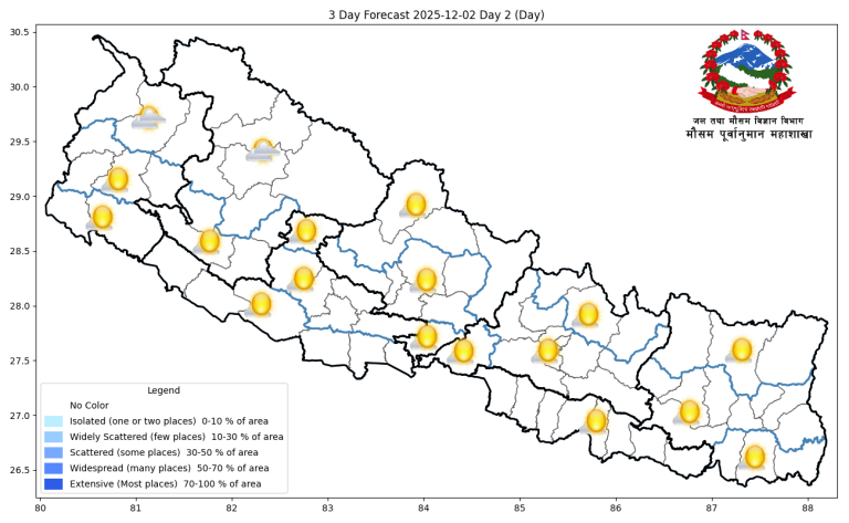 काठमाडौंको न्यूनतम तापक्रम ६ डिग्रिमा झर्यो, अन्य स्थानमा कस्तो रहनेछ मौसम ?