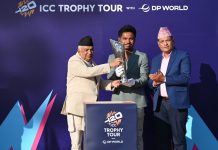 नेपाल आइपुग्यो विश्वकप २०२६ काे ट्रफी